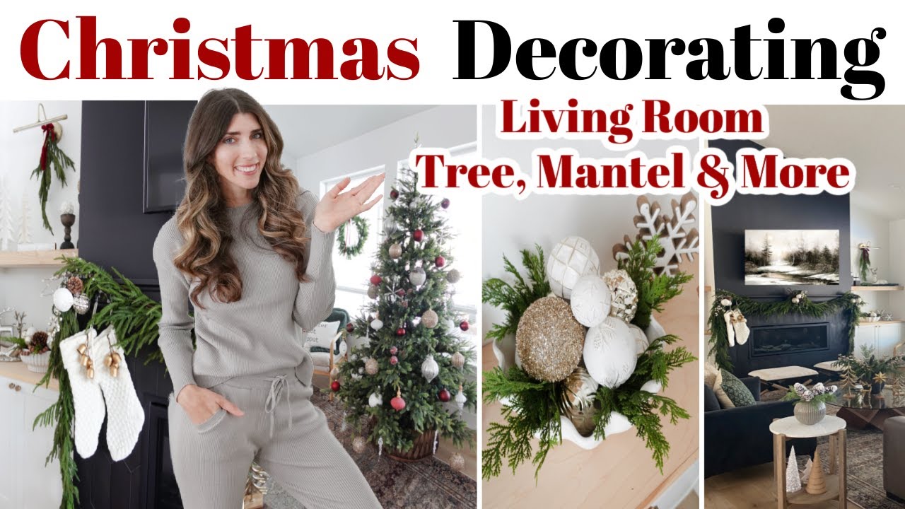 NEW CHRISTMAS Decorate With Me 2022 / Living Room Holiday Decor Ideas, Christmas Mantel & More