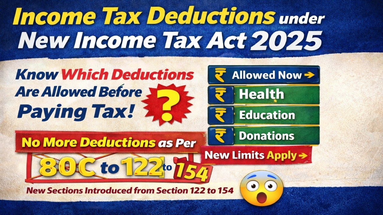 DEDUCTIONS to be Allowed from TOTAL INCOME| Income Tax Act 2025 | New vs Old Deductions (80C to 80U)