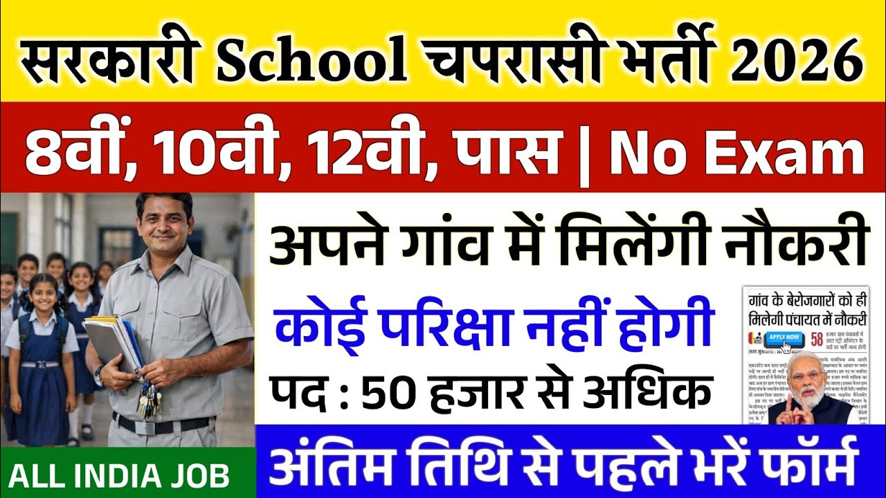 स्कूल चपरासी भर्ती 2026 | Online Apply | School Peon Recruitment 2026 |  Sarkari Vecancy Desk 