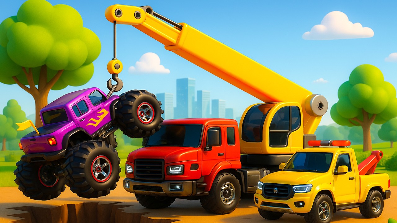 NO MISTAKES! Monster Truck Lifted by Crane 🚧⚠️ A Risky Recovery Mission | Vehicle Animation