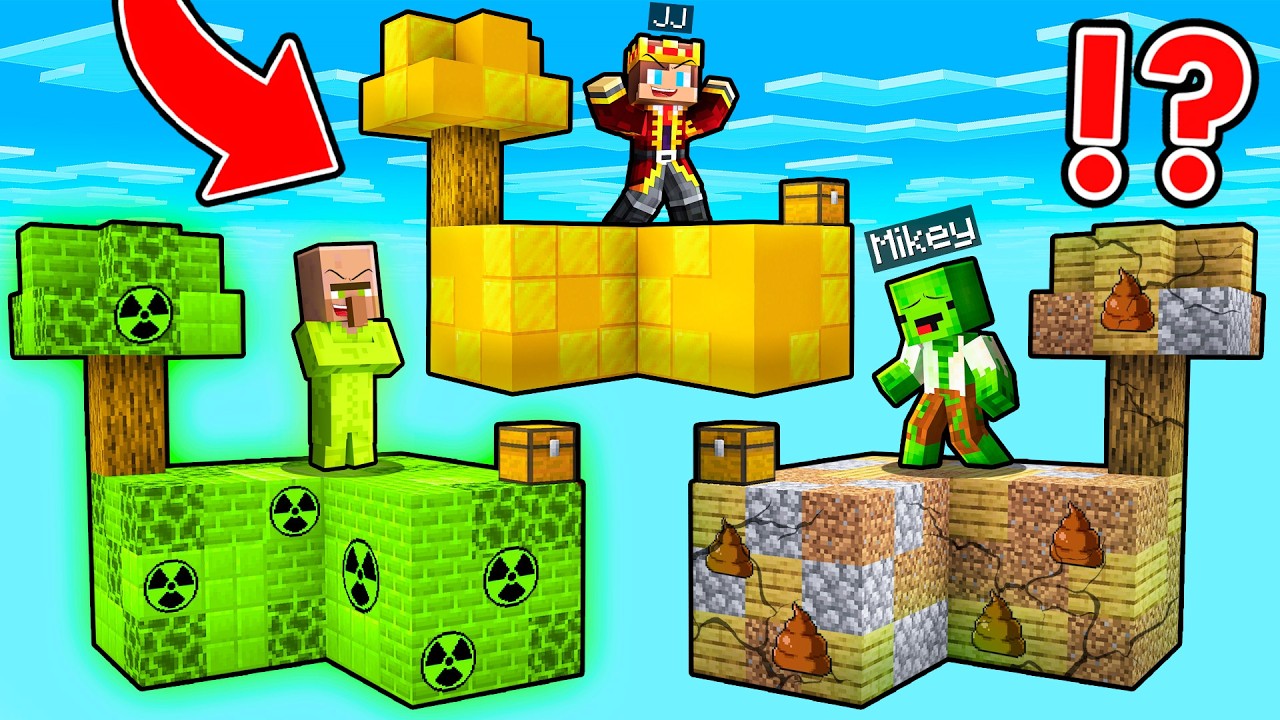 JJ vs Mikey vs Villager: RICH vs POOR vs NUCLEAR SKYBLOCK BATTLE In Minecraft - Maizen