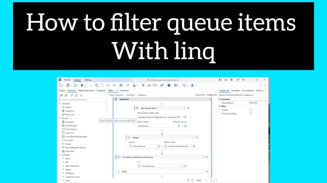Filter QueueItems with Linq Using Get Queue Items in UIpath