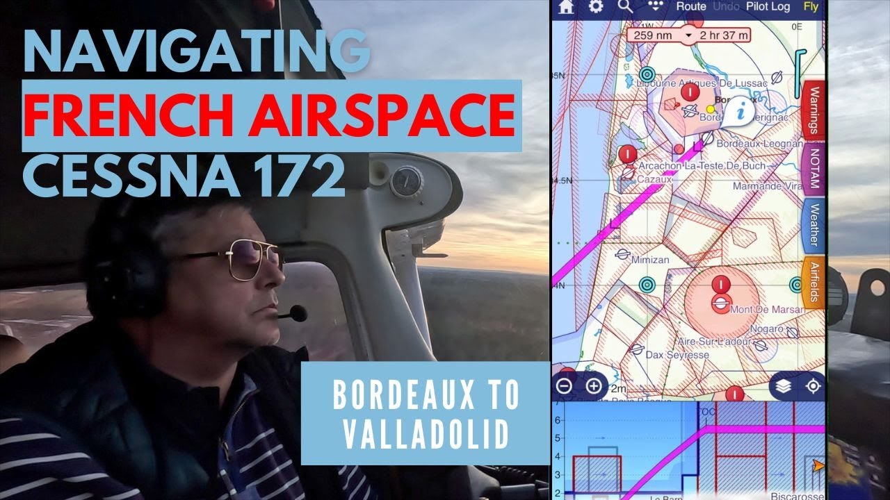 Winter Solo Flight From Bordeaux France to Valladolid Spain in a C172 January 2024