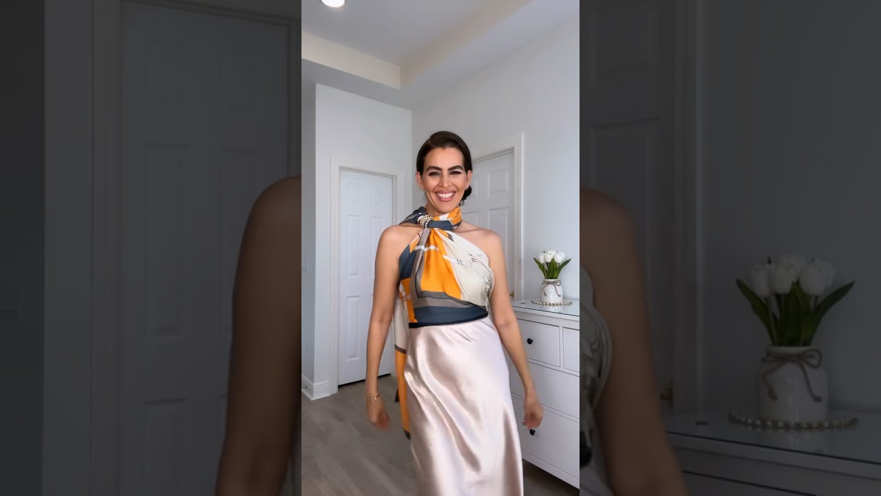 DIY Elegant top with a scarf | #diy #fashion #fashiontips #ootd #scarf #shortsvideo