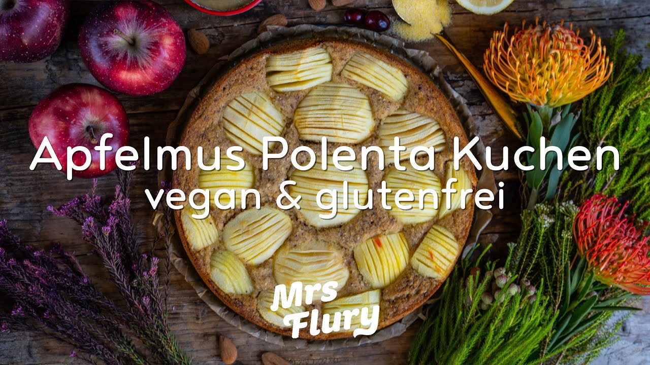 Apfelmus Polenta Kuchen vegan und glutenfrei