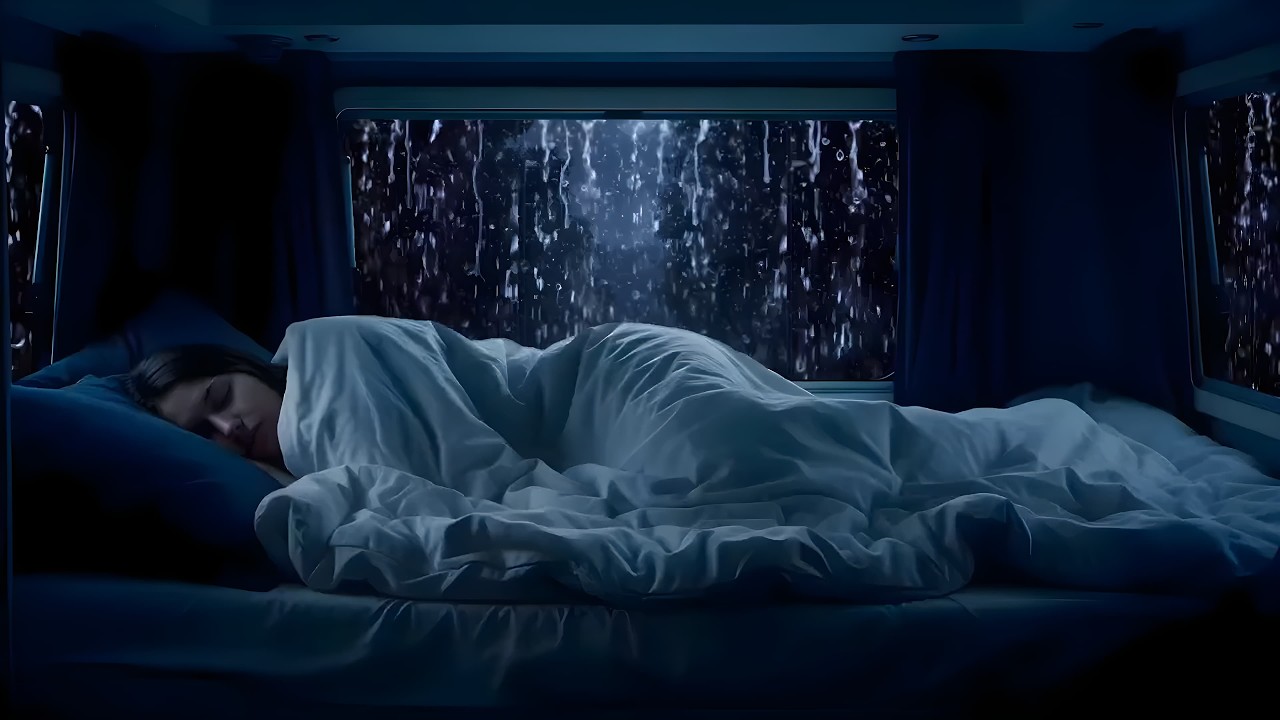 Sleep Quickly and easily with Torrential rain & thunderstorm in the car at night