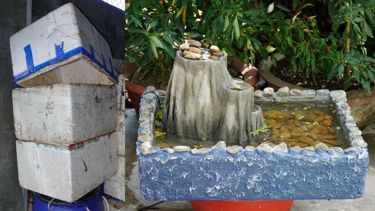 用一个泡沫箱和水泥制作一个鱼缸，看完之后让人忍不住去动手制作