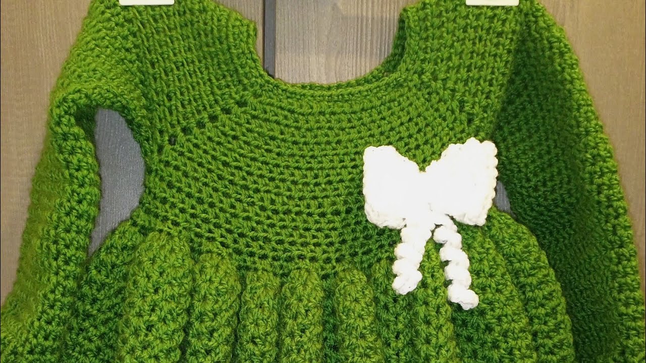 كروشيه فستان بناتي الجزء ٢ crochet baby dress part 2..الجزء الاول في صندوق الوصف