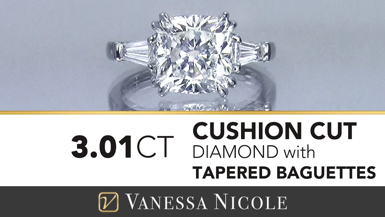 3 CARAT 3 STONE CUSHION DIAMOND |  3ct Cushion Cut Three Stone Diamond Ring for An
