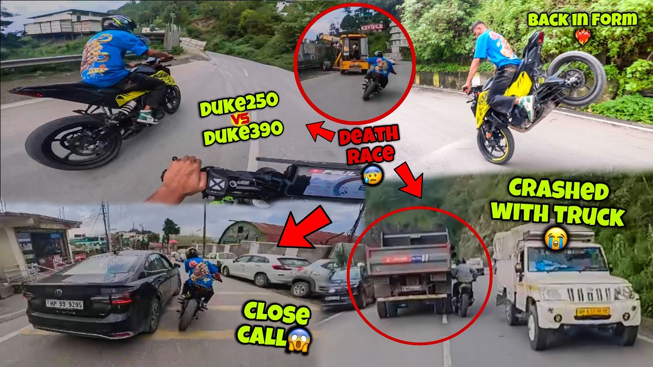 Duke 390 Crashed with truck😭/Duke250 VS Duke390😤/Back in Form❤️‍🔥 Close Call😱