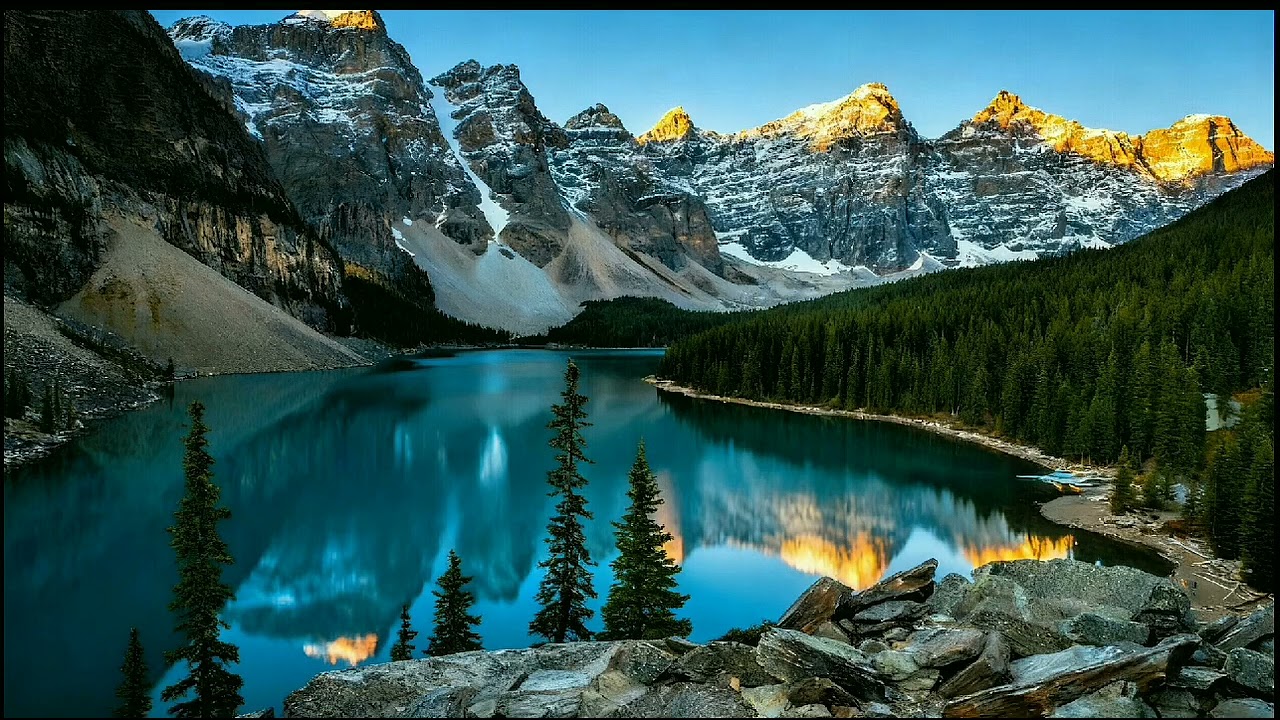The Beauty Of The Rocks Mountains Rivers And Pine Trees Tv Wallpaper Background Screensaver
