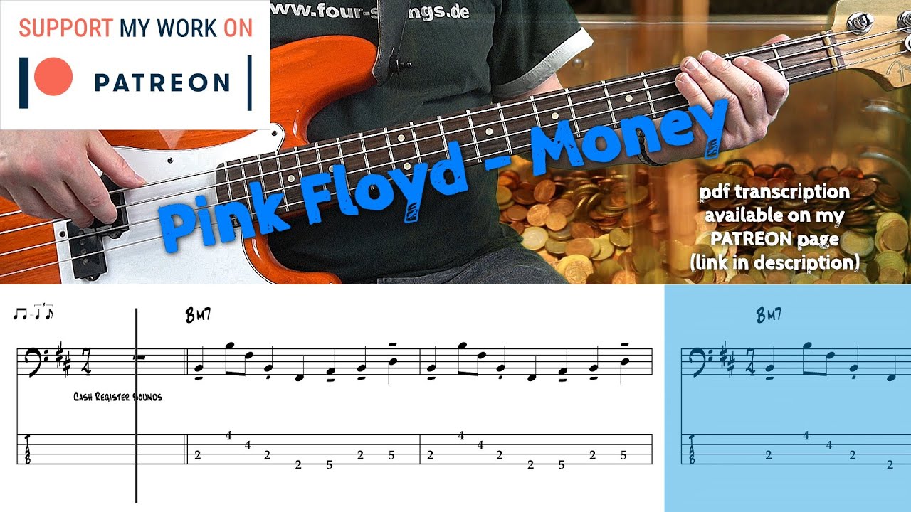 Pink Floyd - Money (Bass cover with tabs)