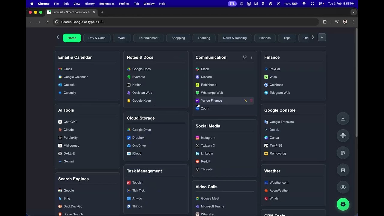 LumiList &mdash; Visual Bookmark Manager for Chrome