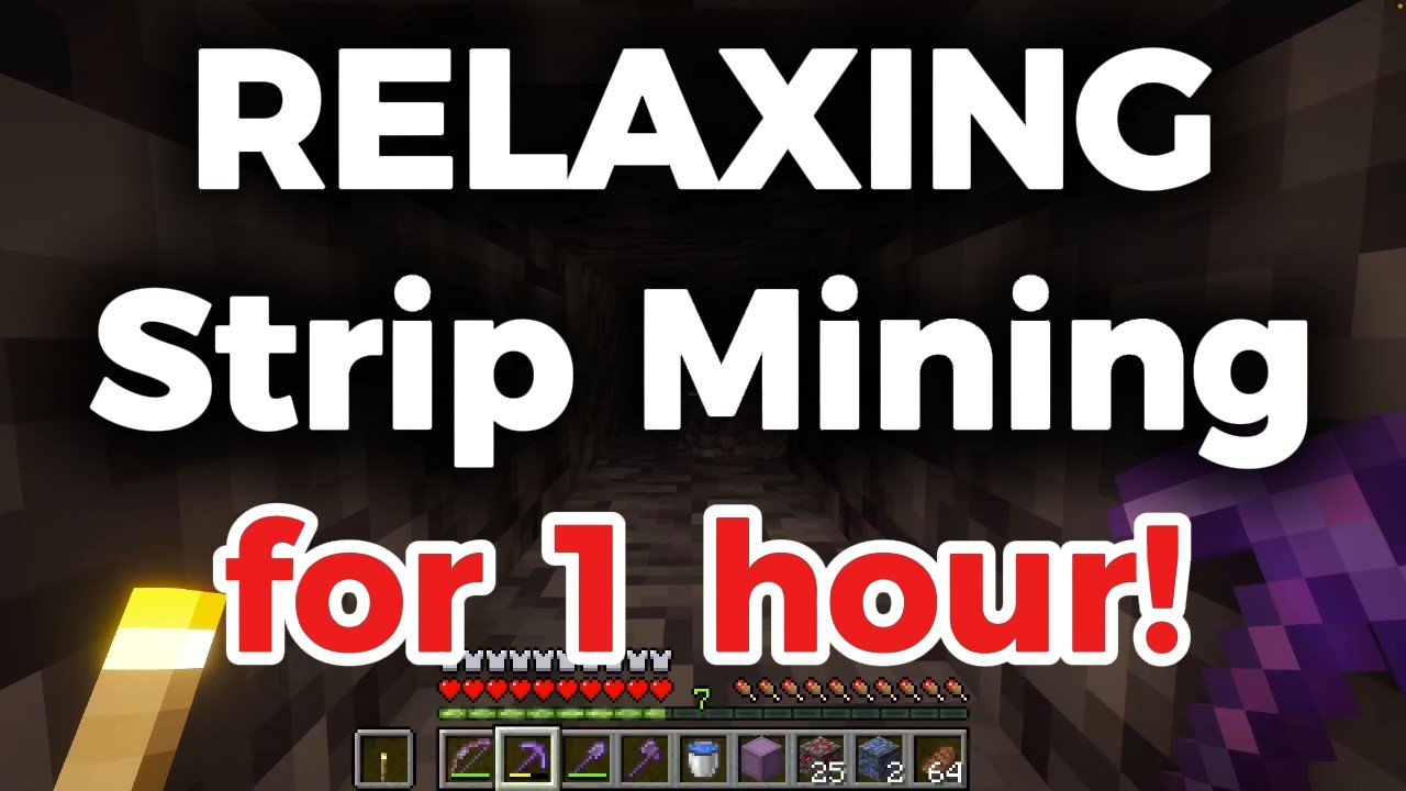 Minecraft Strip Mining | Relaxing 1 hour - no talking