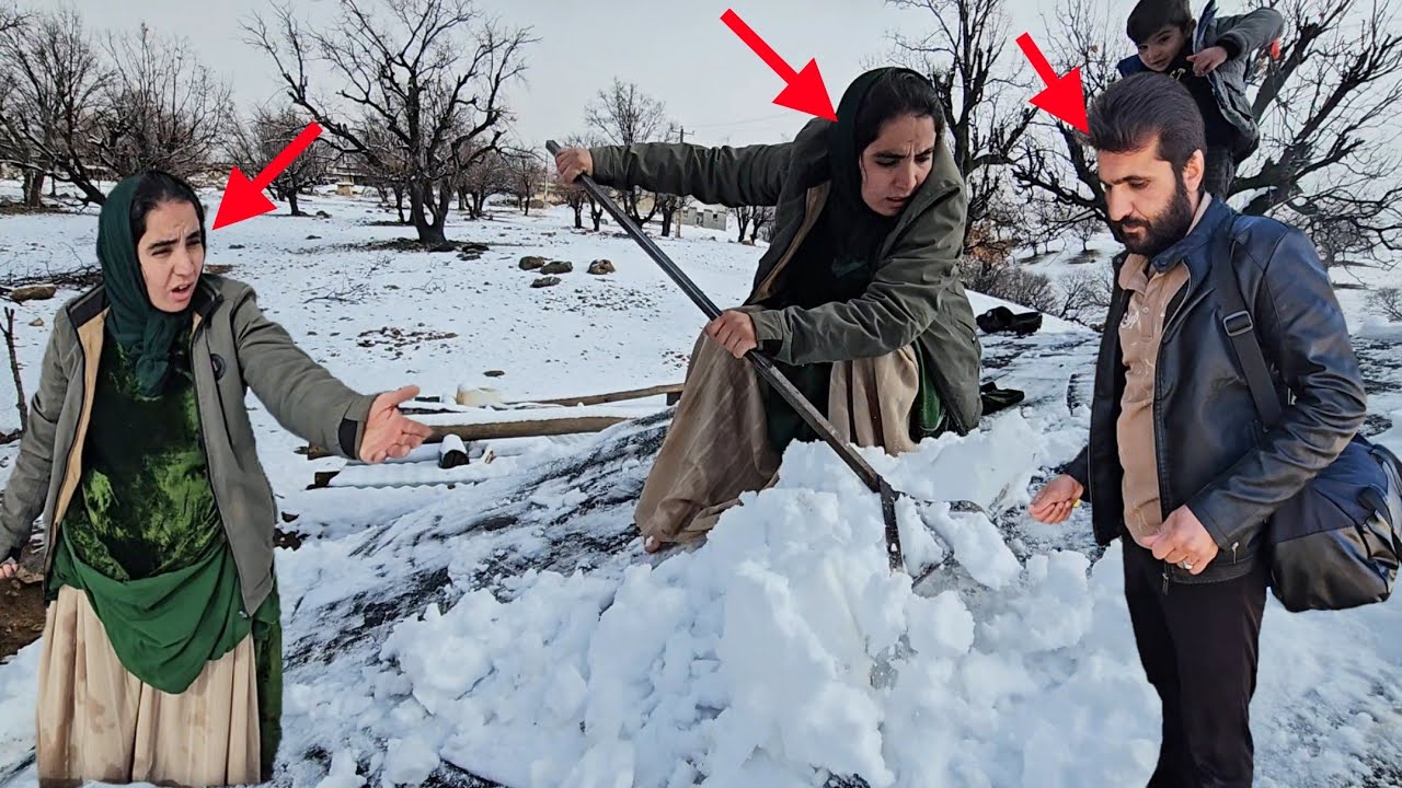 Heavy snowfall and Fereshte Khanum's efforts on the rooftop... The kids miss Imran 💔☃️