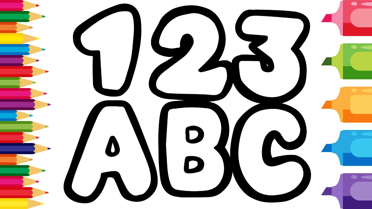 Drawing and Coloring a Cute Number 1 2 3 - ABC | Easy Step By Step Tutorial