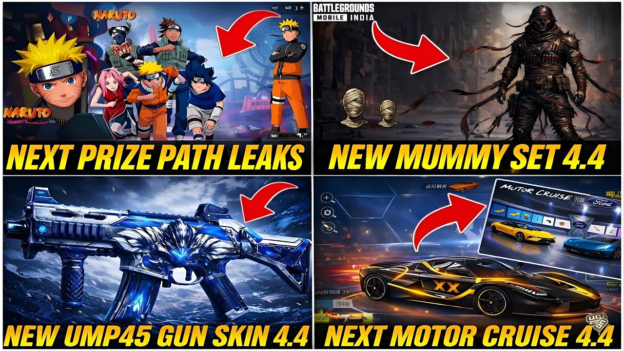 NEXT PRIZE PATH 4.4 LEAKS🔥 NEW MUMMY SET 🤩 NEW UMP45 GUN 4.4 UPDATE | NEXT MOTOR CRUISE 🔥 4.4 UPDATE