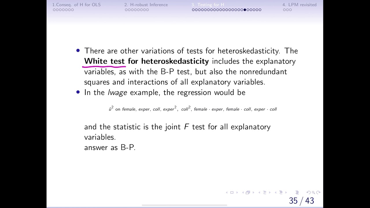 8.3c White test for Heteroskedasticity