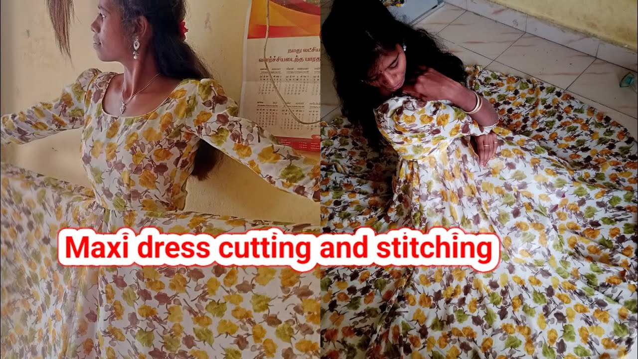 Saree convert to maxi dress cutting and stitching |easy method | for begginers | in tamil