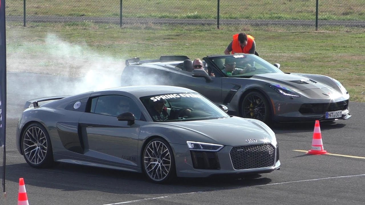 DRAGRACE | Nardo Grey Audi R8 V10 Plus vs. Audi RS6 vs. RS3 8V vs. 911 Turbo vs. Corvette C7