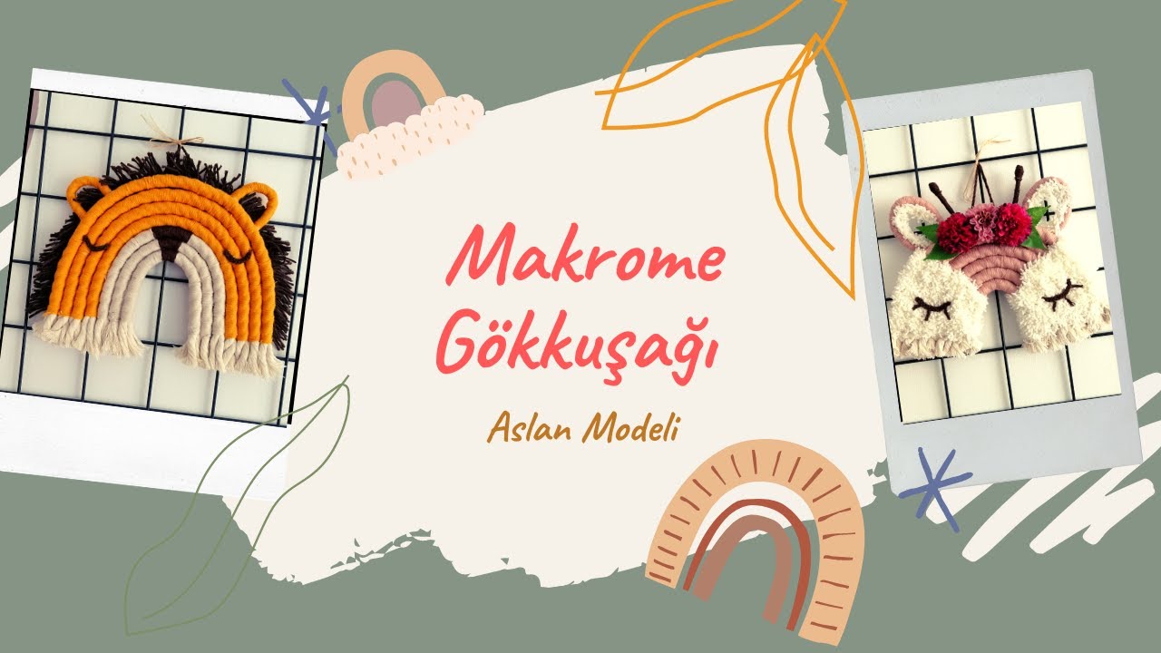 Makrome Gökkuşağı (Aslan modeli) // Macrame Rainbow Lion // Rainbow wall handing // DIY //