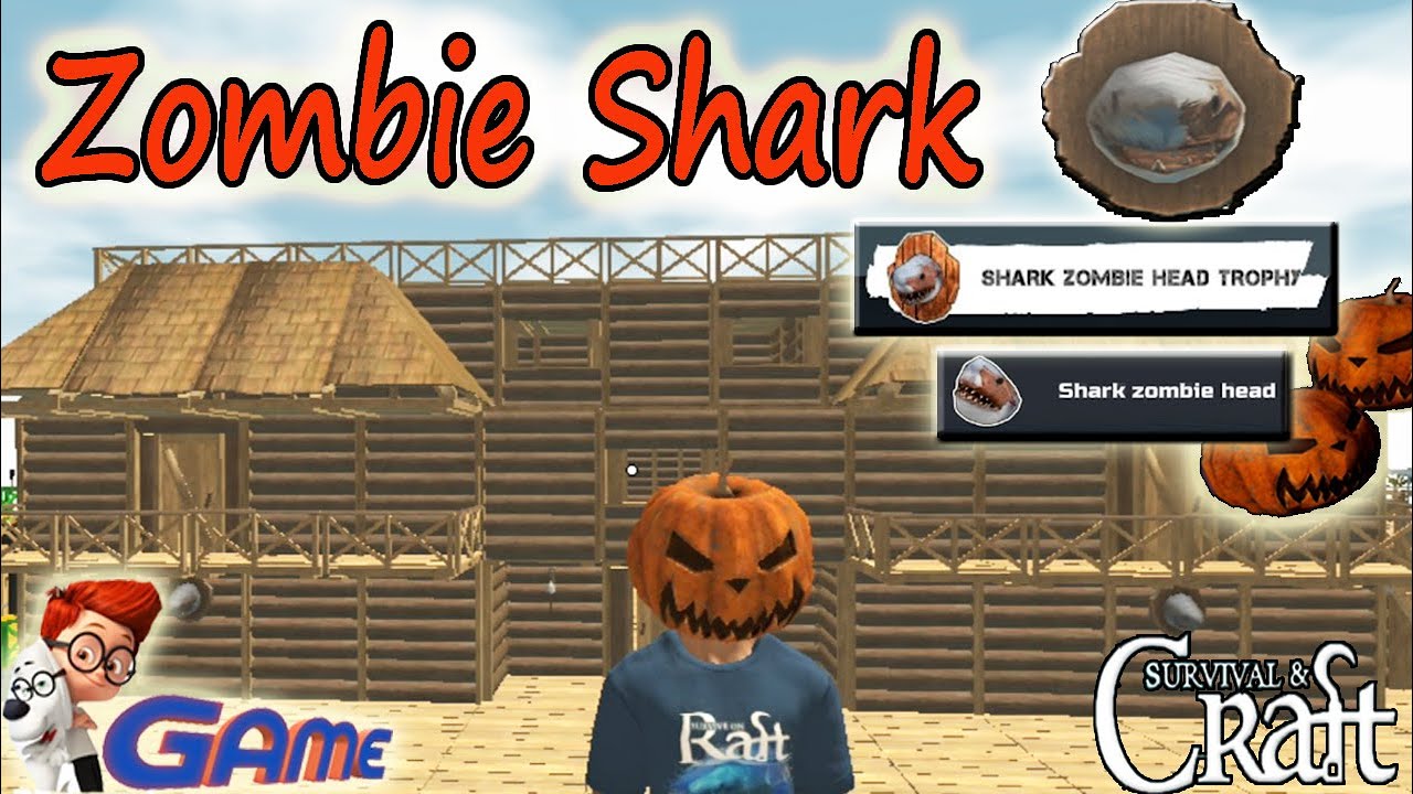 Zombie Shark Head Trophy & Pumpkin Hat (During Halloween Event) - Survival & Craft: Multiplayer GAME