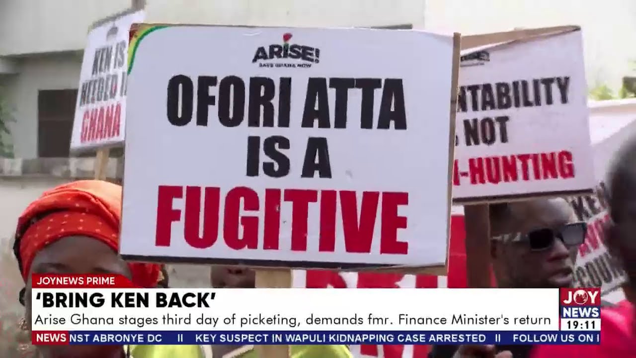 Bring Back Ken: Arise Ghana stages 3rd day of picketing, demands former Finance Ministers return