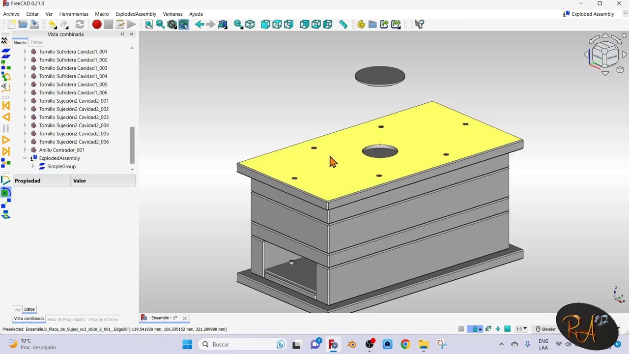 Exploded Assembly FreeCAD - Explosionado de molde en FreeCAD - Paso a paso.