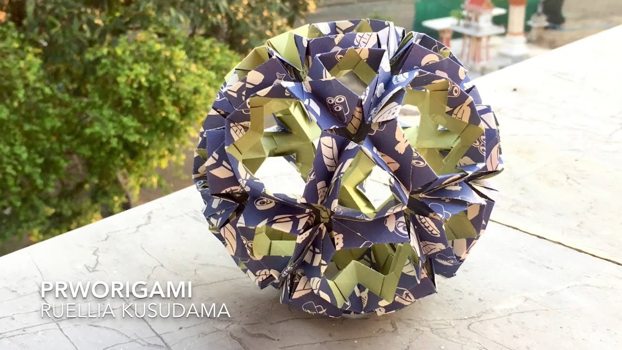 Ruellia Kusudama - PrwOrigami Folding Tutorial 【くす玉・折り紙】