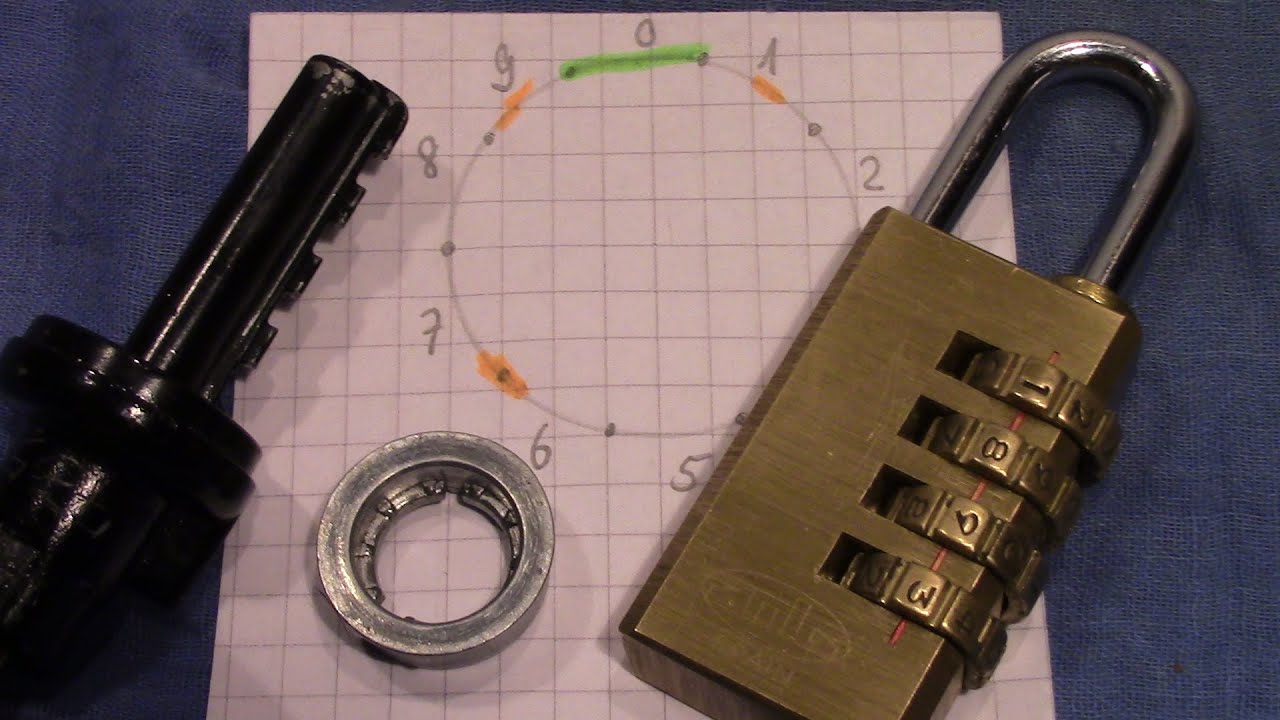 (picking 242) Instructions on decoding combination locks with false gates; sample: AMIG 4 wheels