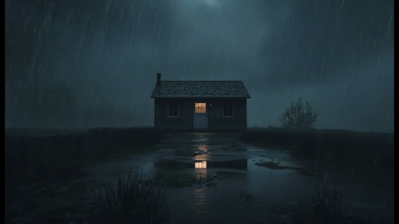 Gentle Night Rain Outside a Cozy Cabin Window for Deep Sleep, Calm Mind & Safe Rest