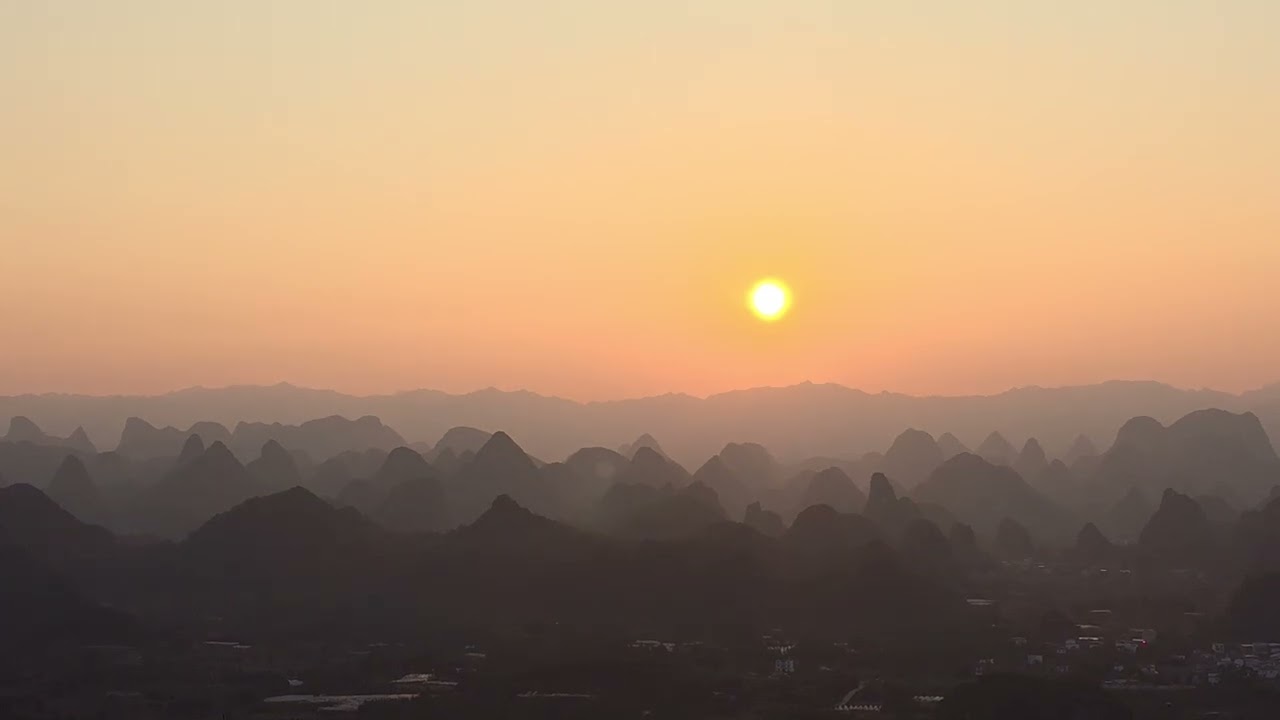 Sunset in Putaozhen, Yangshuo County, China - Jan 6, 2026
