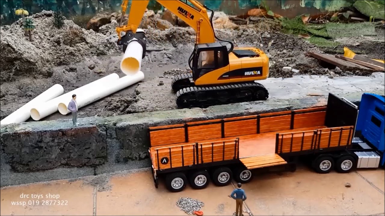 Scania dz king cargo modified and excavator 1550 huina