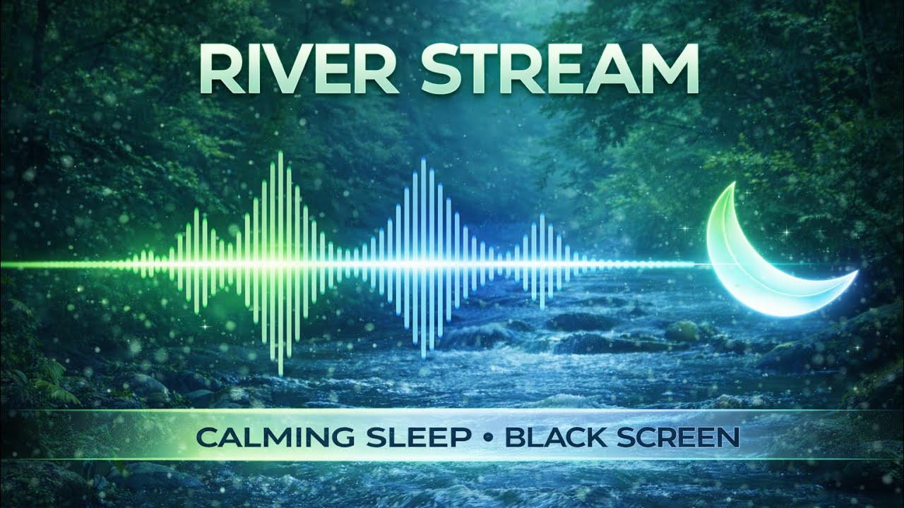 8 Hours River Stream for Sleep 🌊 Black Screen