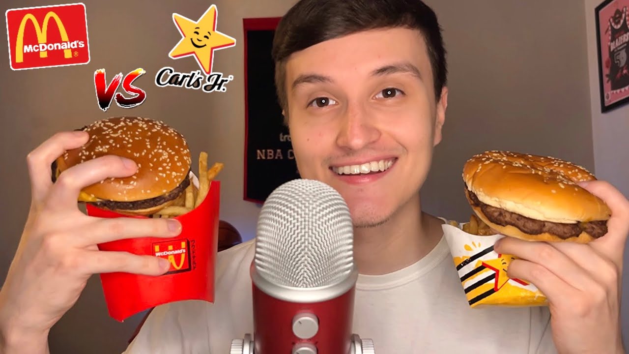 ASMR | McDonald’s VS Carl’s Jr Burgers Mukbang 🍔💥