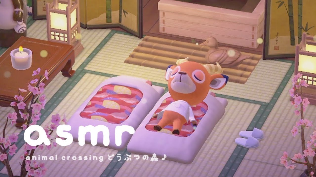 ꒰ 모동숲 수면 asmr ꒱ ⊹ 료칸에서 🎍 (with. 피터) • 10 hours • 물소리 & 동물의 마을 오르골 • acnh あつ森