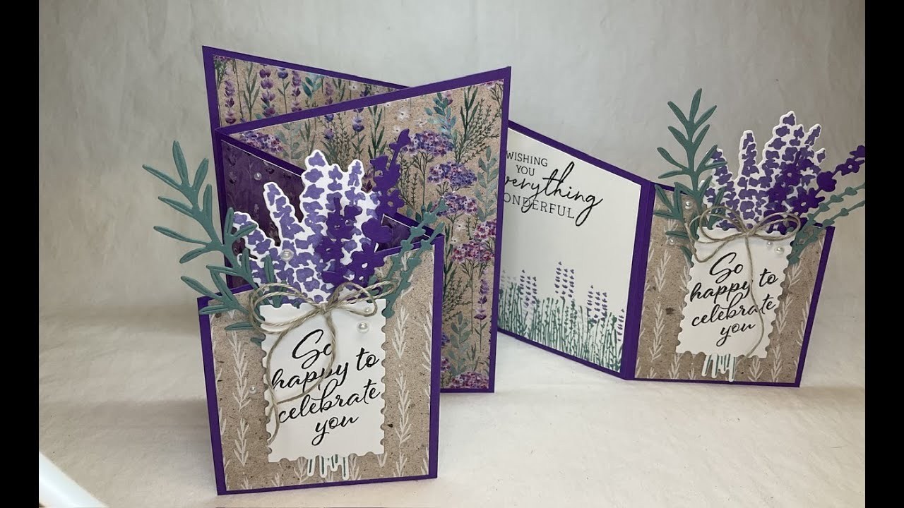 Painted Lavender - Avid Stampers FREE Card Kits (3 of 3) - Angled Three Panel Card