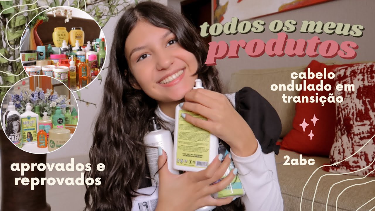 TOUR por TODOS os meus produtos para cabelo ondulado | shampoo, creme de pentear, máscara *transição