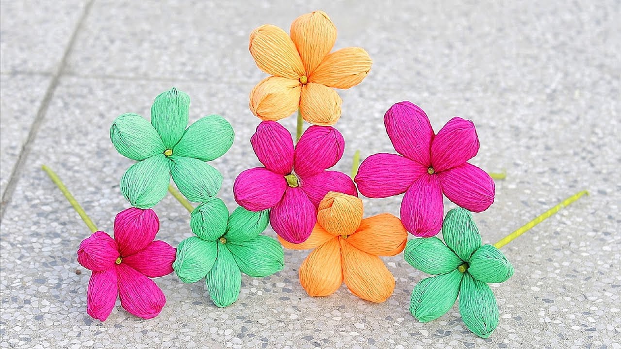 How to make Paper Flower 2017 ( Crepe Paper Flowers ) - DIY Paper Crafts