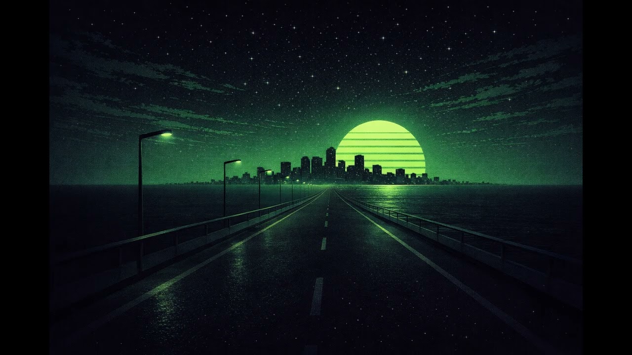 2 Hour Emerald Night Ambience | Continuous Synthwave Mix | Study & Relax