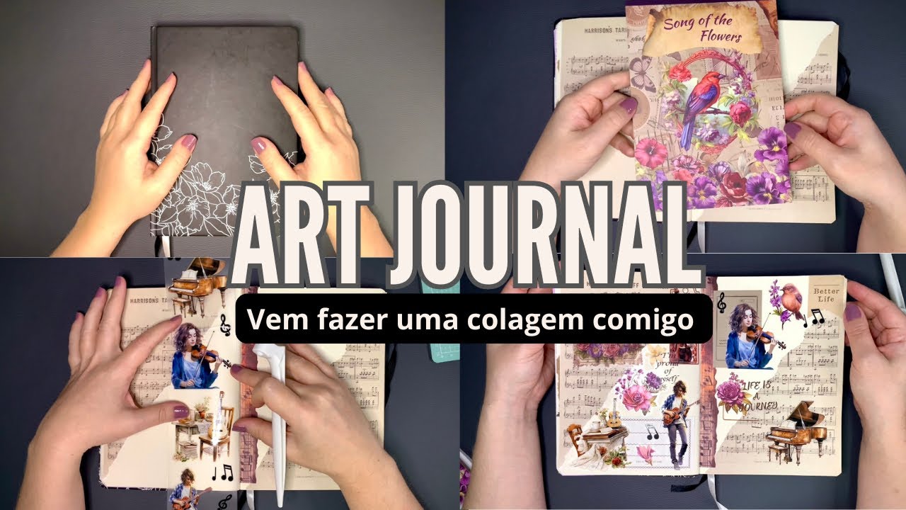 Art Journal tema Música - Vem fazer uma colagem comigo #artjournal #colagem #journalwithme