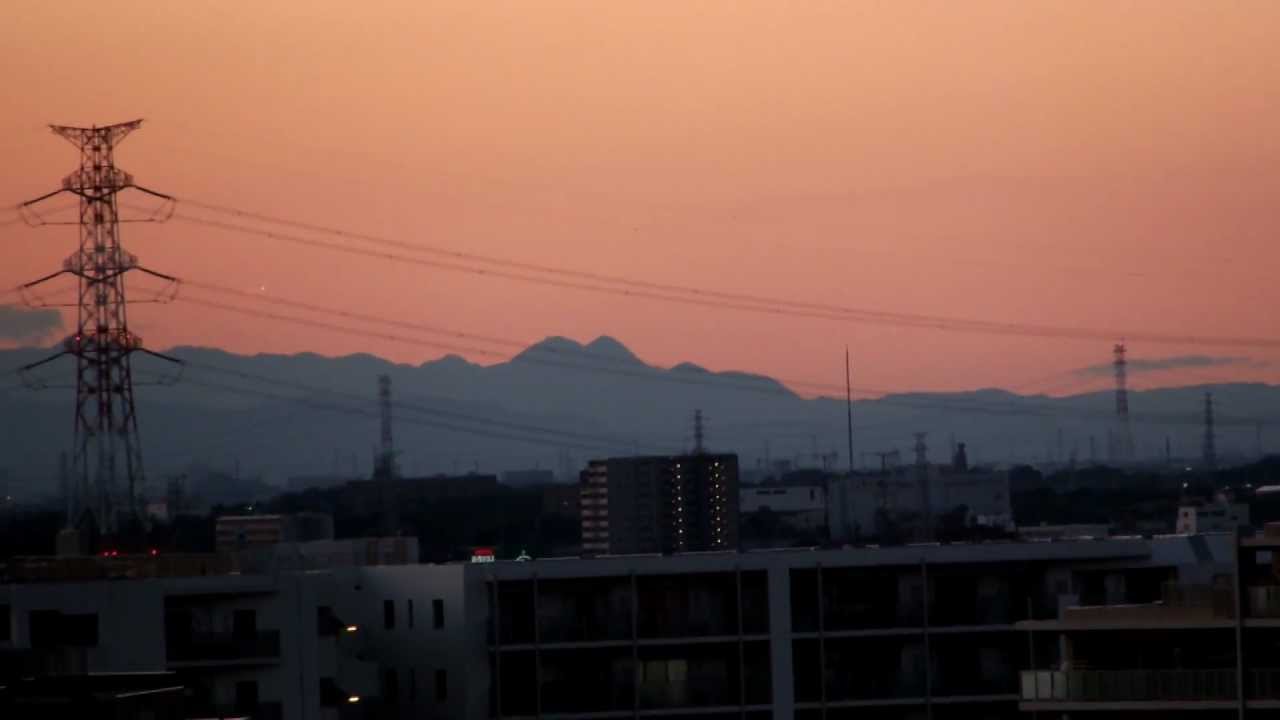 我孫子けやきプラザ11Fから鉄塔航空障害灯点滅群夜景　12年11月