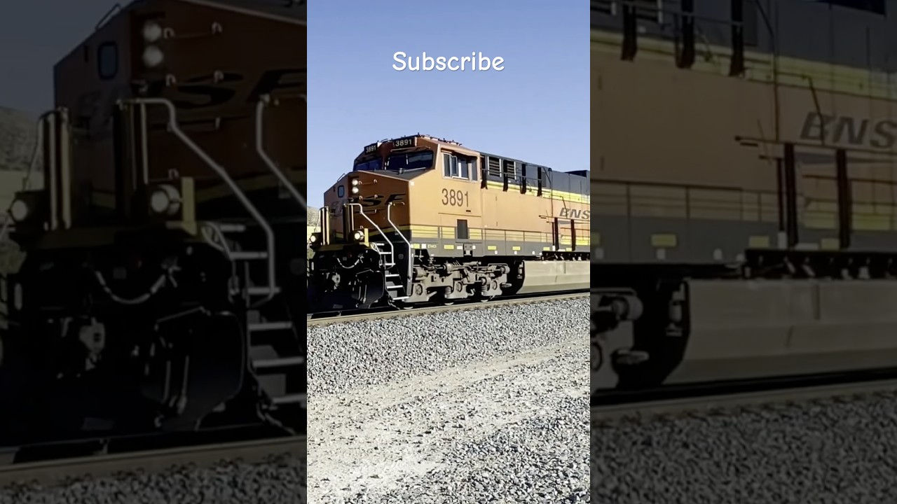 Blue Skies at Hill 582! Cajon Pass, Ca. 3 Super BNSF Trains Easily Handle the Steep 2.5% Grade. 4K