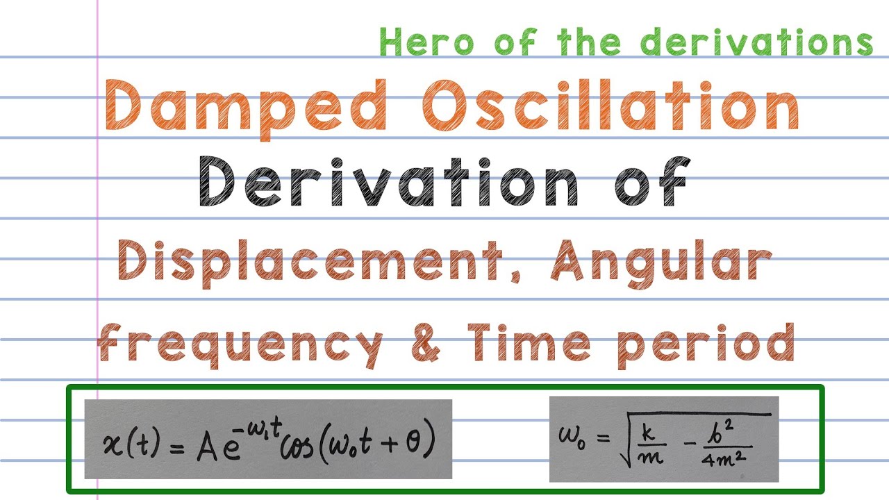 Derivation of displacement in damped oscillation, Time period and Angular frequency of oscillation.
