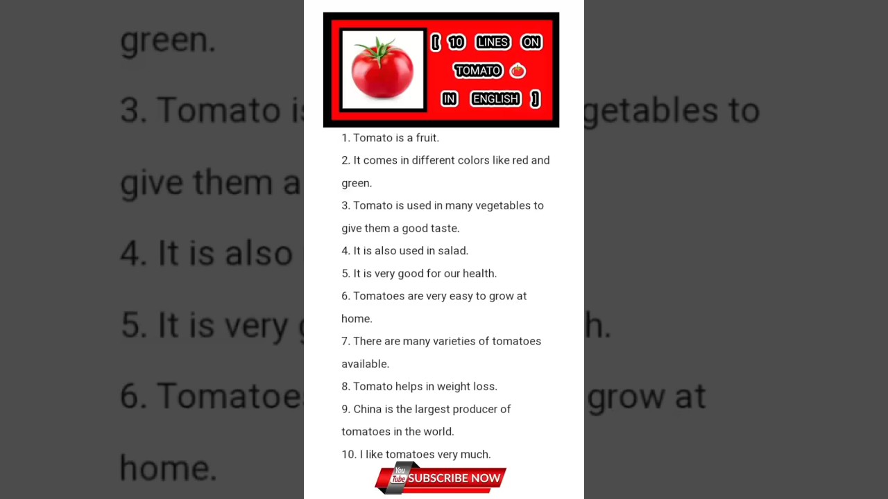 10 LINES ON TOMATO 🍅 IN ENGLISH ||#tomato #shortsviral #newvideo #popular #shortsvideo #viral #trend