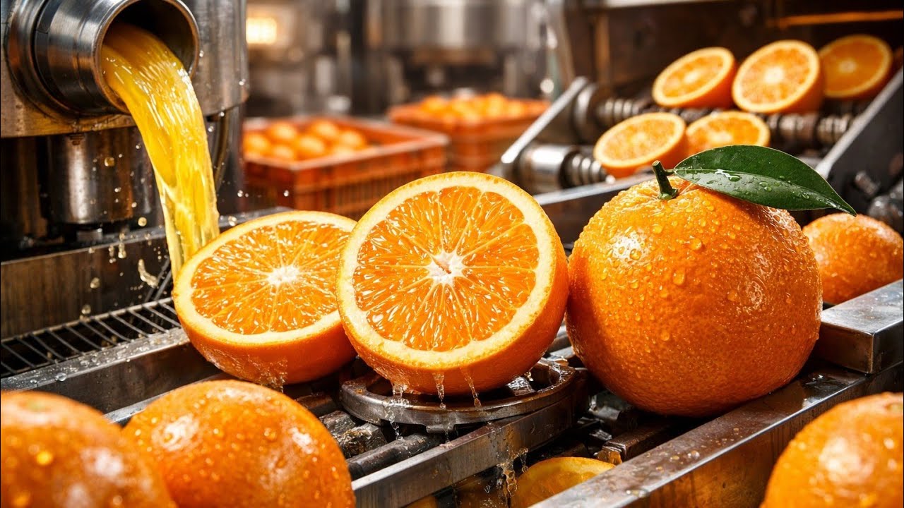 ORING Inside the factory, discover how oranges are processed from raw fruit to final