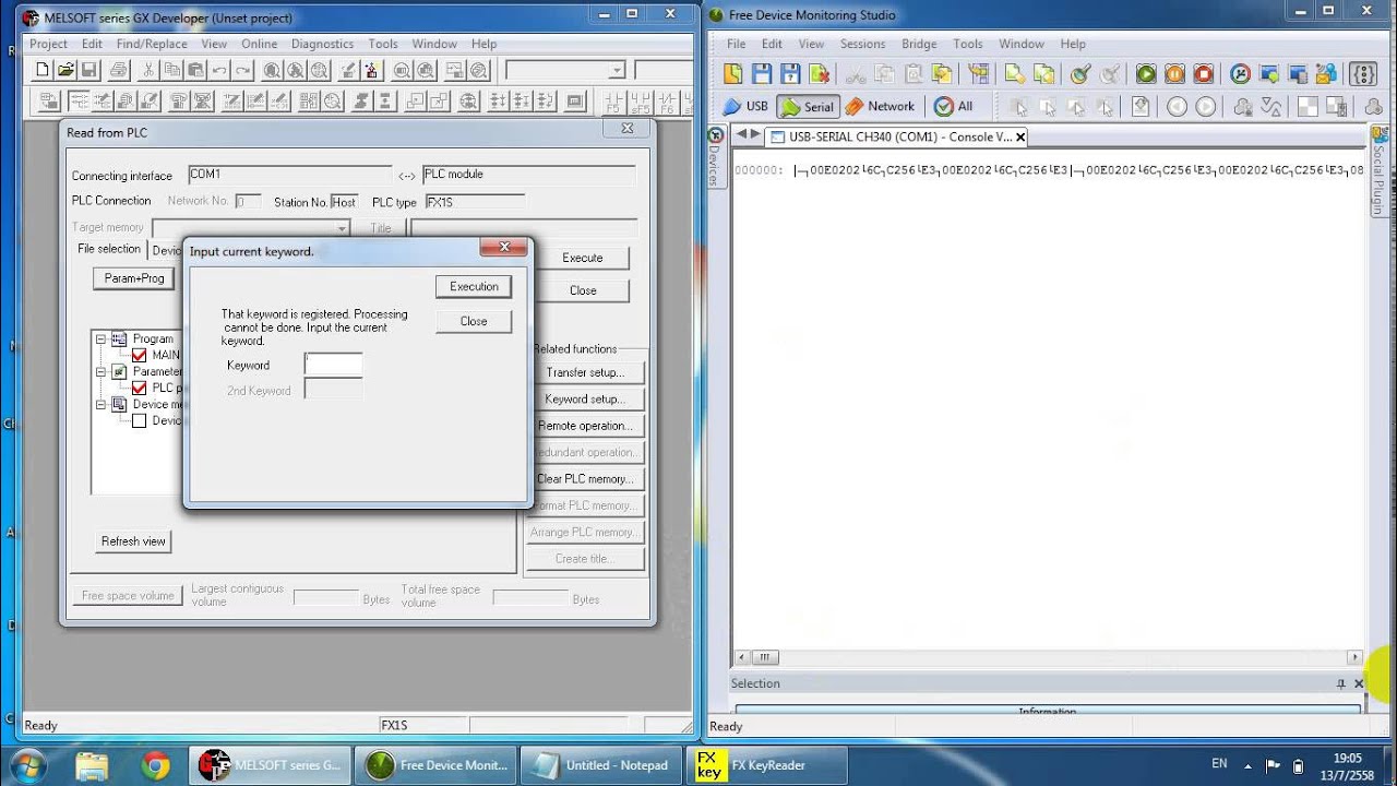 Crack Password Mitsu FX1S,1N By Keyread