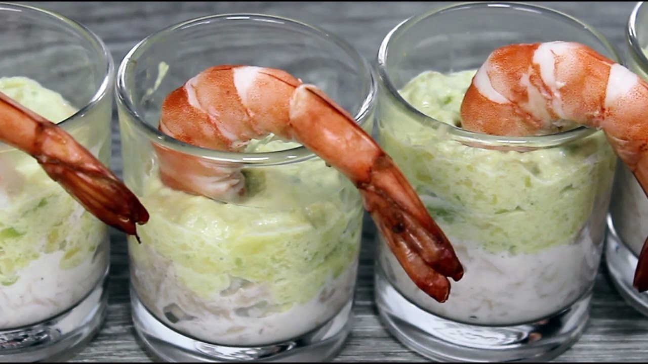 Recette de verrines avocat thon crevettes
