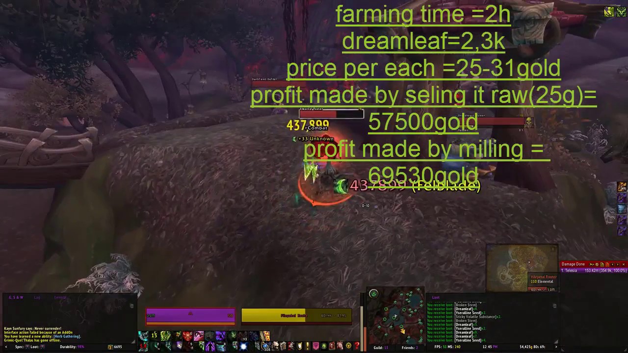 WoW Legion Gold Farm : 57k-69k gold Per Hour + Chance for Boes