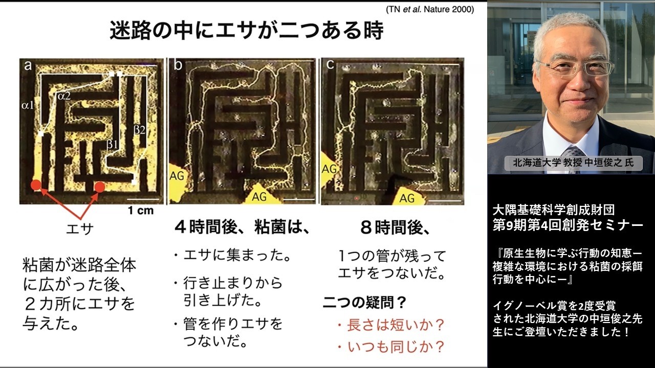 第9期 第4回創発セミナー　北海道大学 中垣俊之 氏「原生生物に学ぶ行動の知恵ー複雑な環境における粘菌の採餌行動を中心にー」